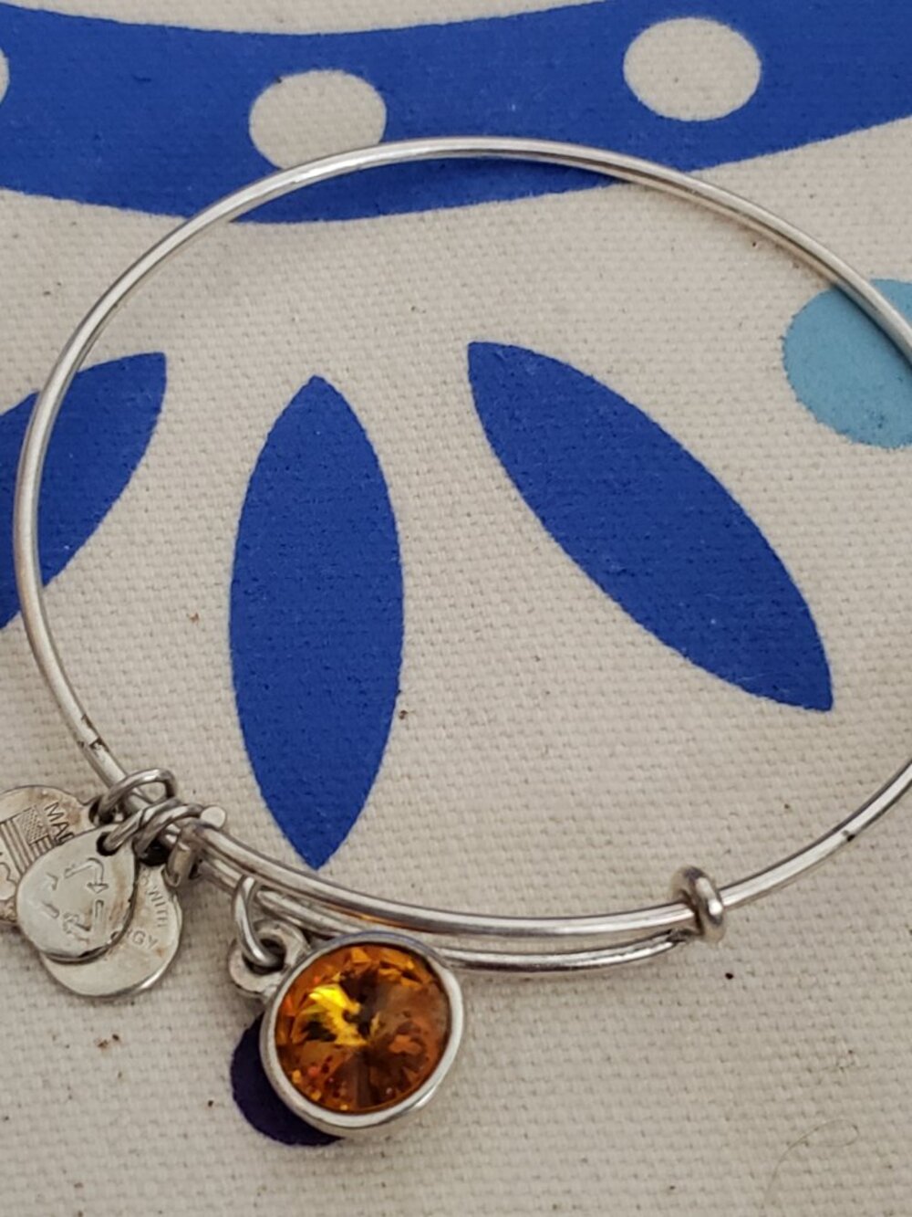Alex and Ani Silver Bangle With Gold Birthstone 88